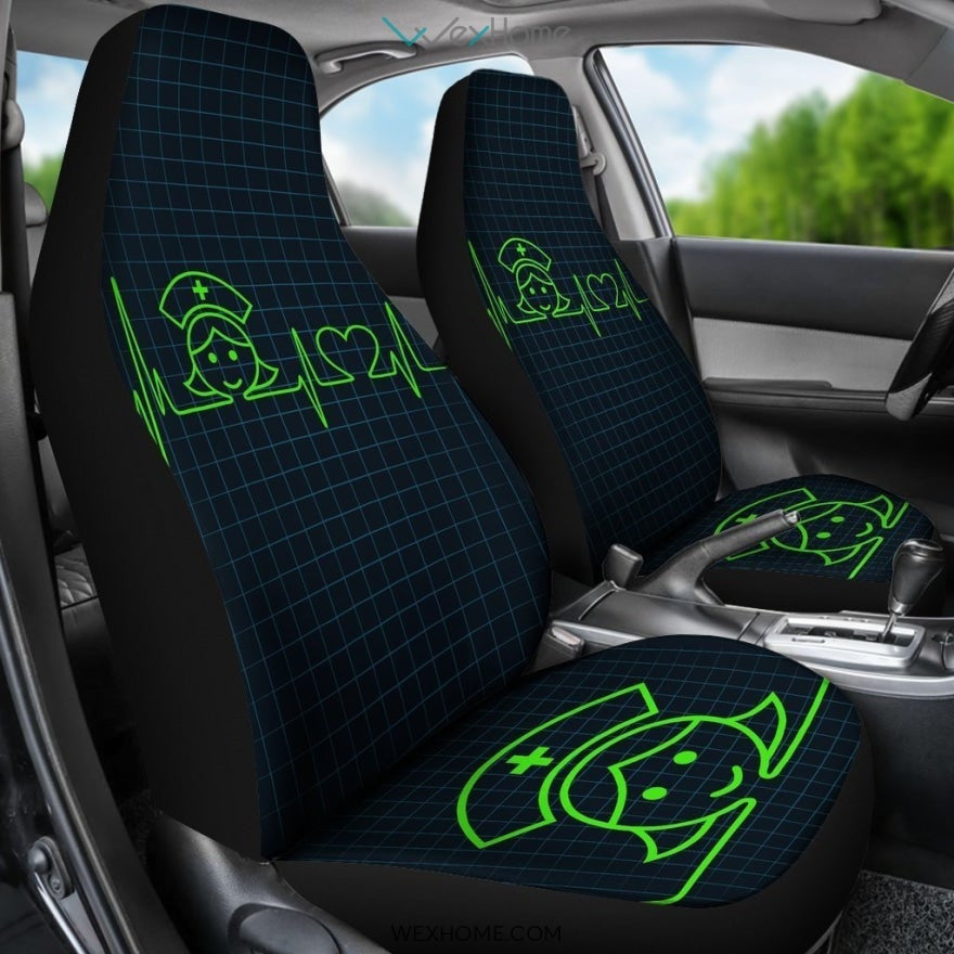 Nurse Heartbeat Green theme Car Seat Cover 191119 (Set of 2)