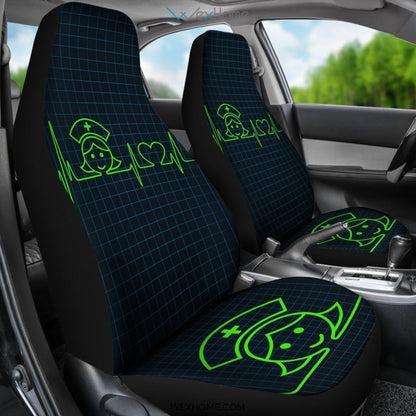 Nurse Heartbeat Green theme Car Seat Cover 191119 (Set of 2)