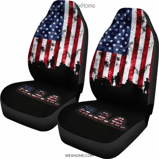 American Flag Military Patriotic Veteran Car Seats Cover