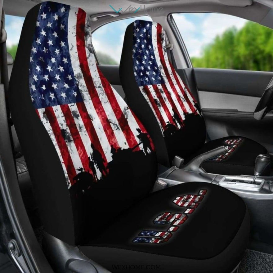 American Flag Military Patriotic Veteran Car Seats Cover