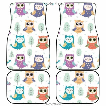 Cute Owl Pattern Front And Back Car Mats