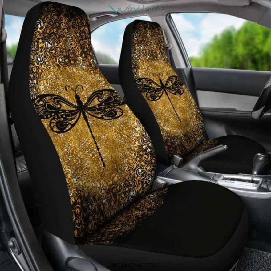 Dragonfly Zen Gold Car Seat Cover
