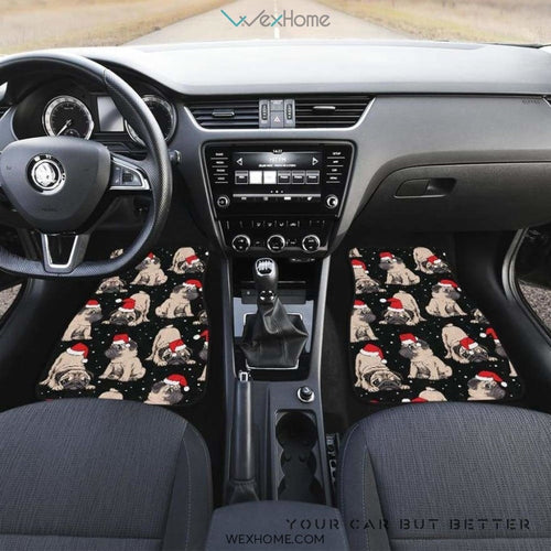 Christmas Pugs Santa_S Red Cap Pattern Front And Back Car Mats