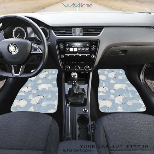 Cute Polar Bears Christmas Decoration Pattern Front And Back Car Mats