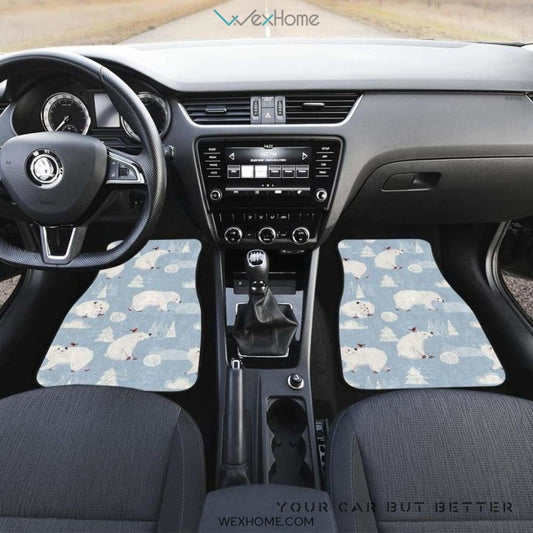 Cute Polar Bears Christmas Decoration Pattern Front And Back Car Mats