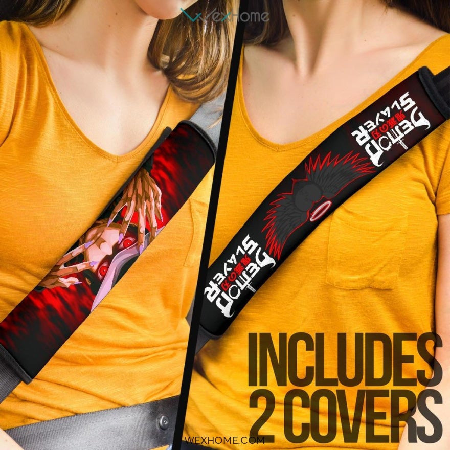 Demon Slayers Anime Seat Belt Covers | Muzan Kibutsuji Bloody Eyes Belt Covers