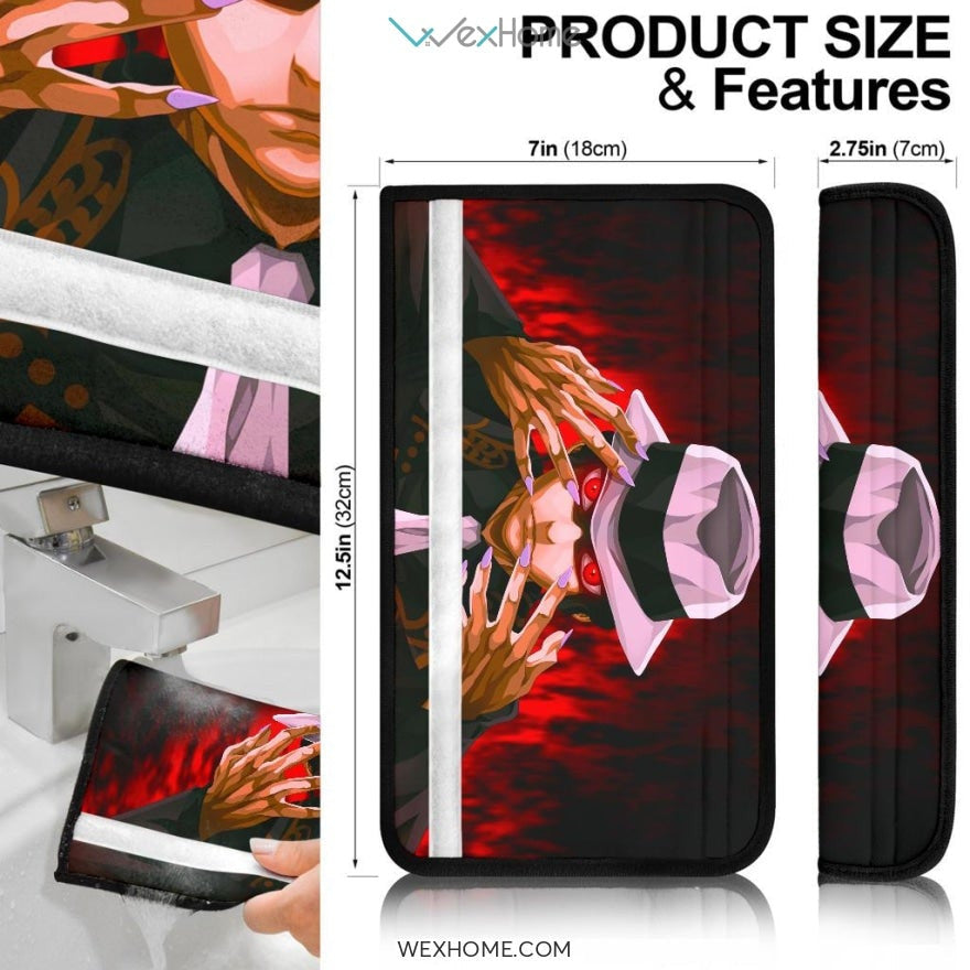 Demon Slayers Anime Seat Belt Covers | Muzan Kibutsuji Bloody Eyes Belt Covers