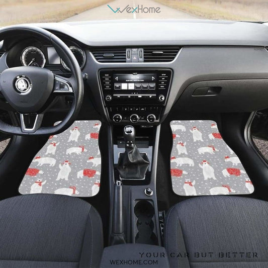 Cute Polar Bear Christmas Snow Pattern Front And Back Car Mats