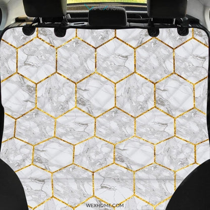 White Gold Tile Marble Pet Car Seat Cover