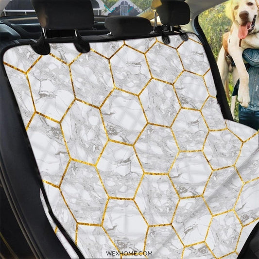 White Gold Tile Marble Pet Car Seat Cover