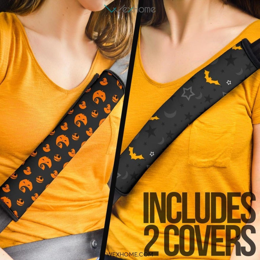 Nightmare Before Christmas Cartoon Seat Belt Covers | NBC Orange Symbols Belt Covers