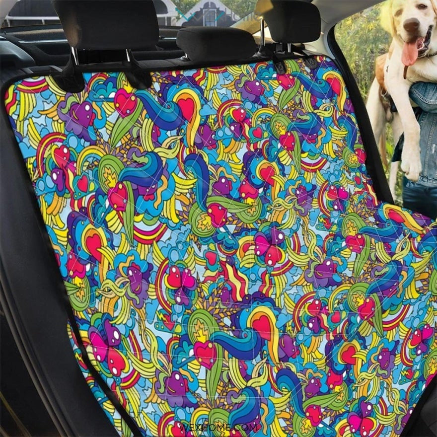 Valentine Heart Hippie Trippy Pet Car Seat Cover