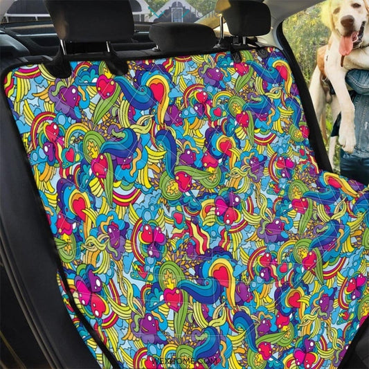 Valentine Heart Hippie Trippy Pet Car Seat Cover
