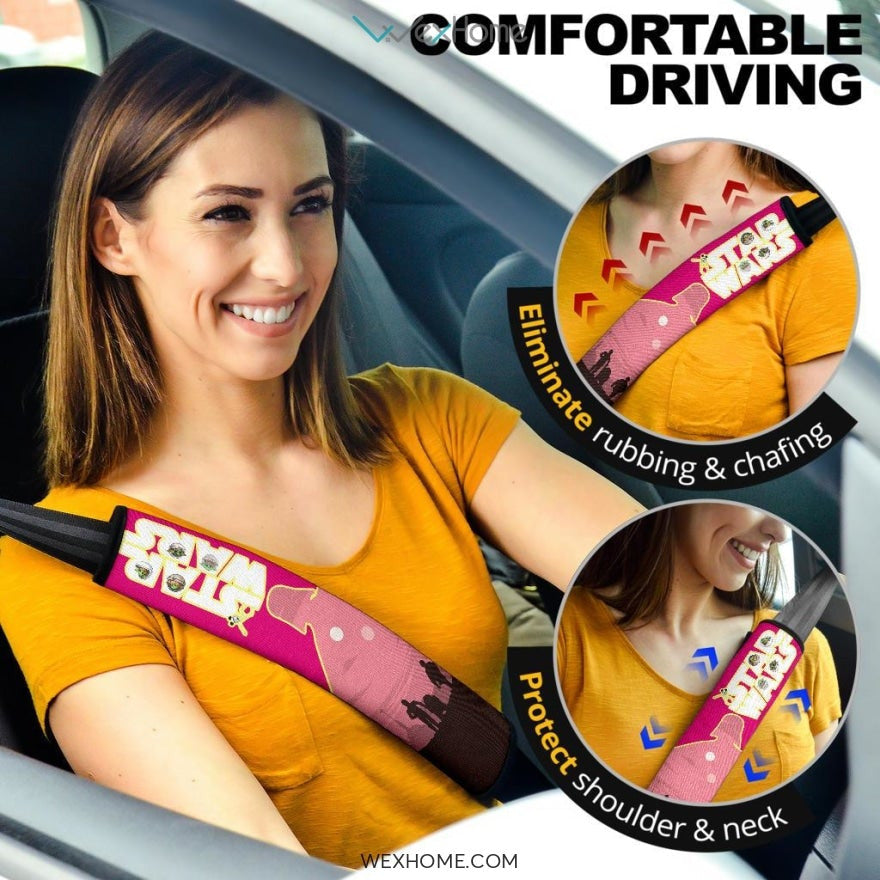 Star Wars Movie Seat Belt Covers | Darth Vader Silhouette Pink Belt Covers