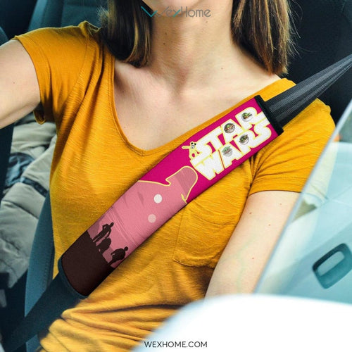 Star Wars Movie Seat Belt Covers | Darth Vader Silhouette Pink Belt Covers