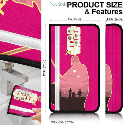 Star Wars Movie Seat Belt Covers | Darth Vader Silhouette Pink Belt Covers