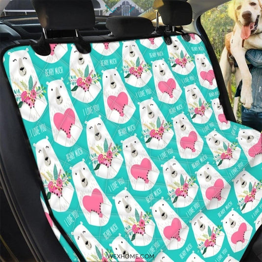 White Mama Bear Pet Car Seat Cover