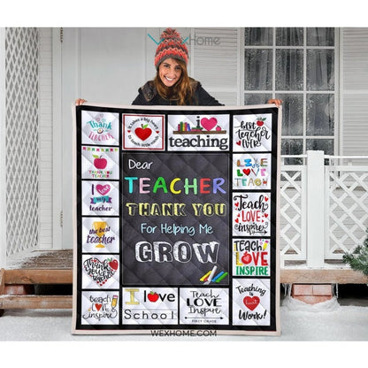 Dear Teacher Thank You For Helping Me Grow Quilt
