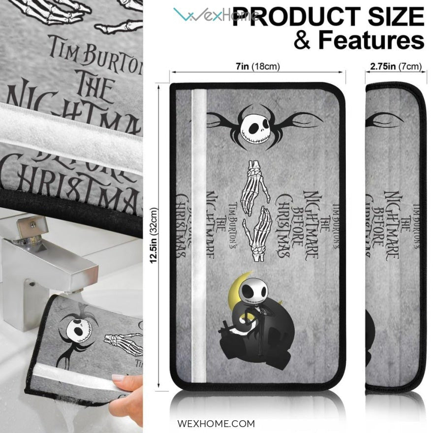 Nightmare Before Christmas Cartoon Seat Belt Covers | Chibi Jack Grey Belt Covers