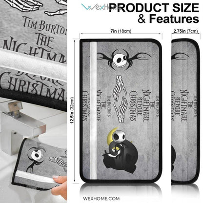 Nightmare Before Christmas Cartoon Seat Belt Covers | Chibi Jack Grey Belt Covers