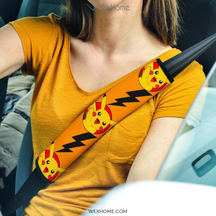 Pokemon Anime Seat Belt Covers | Hi Pikachu Lightning Belt Covers