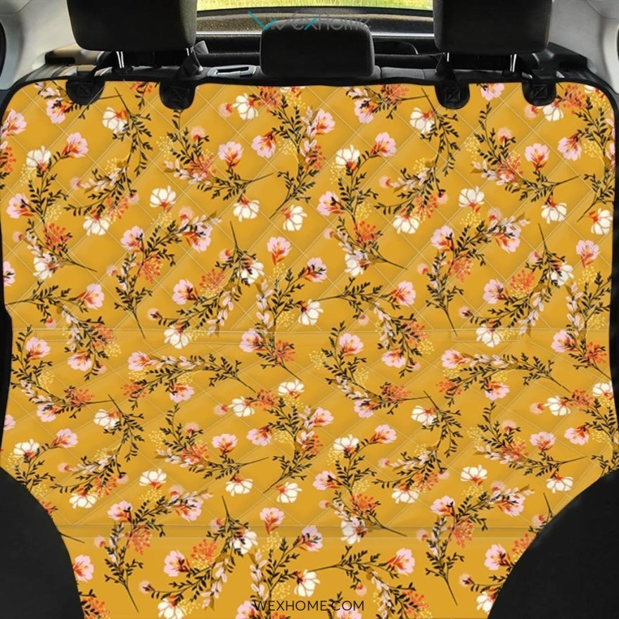 Yellow Floral Retro Print Pet Car Seat Cover