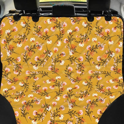 Yellow Floral Retro Print Pet Car Seat Cover