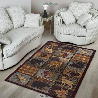 Northern Wildlife Novelty Lodge Pattern Nursery Area Rug