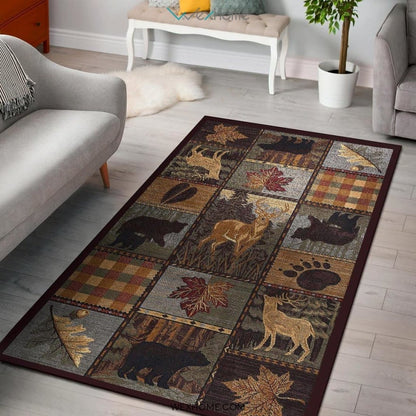 Northern Wildlife Novelty Lodge Pattern Nursery Area Rug