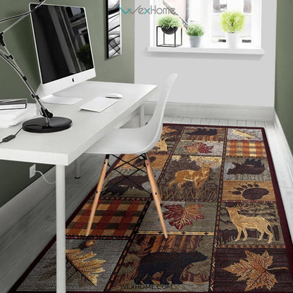 Northern Wildlife Novelty Lodge Pattern Nursery Area Rug