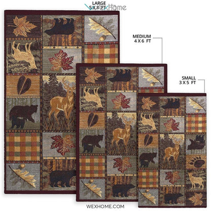 Northern Wildlife Novelty Lodge Pattern Nursery Area Rug