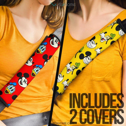 Mickey Cartoon Seat Belt Covers | Mickey Donald Patterns Red Belt Covers