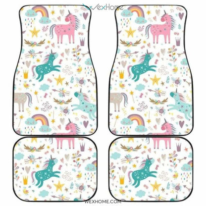 Colorful Unicorn Pattern Front And Back Car Mats