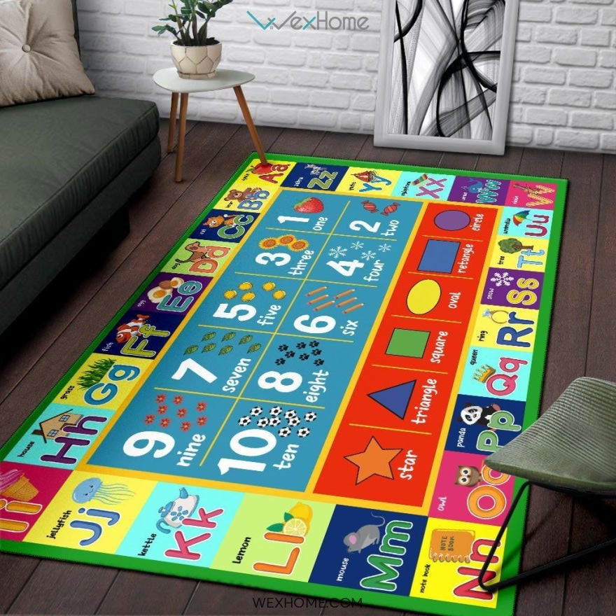 Playtime Collection ABC, Numbers and Shapes Educational Nursery Area Rug