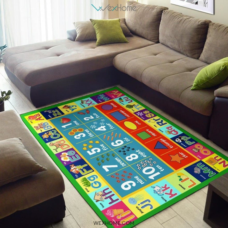 Playtime Collection ABC, Numbers and Shapes Educational Nursery Area Rug