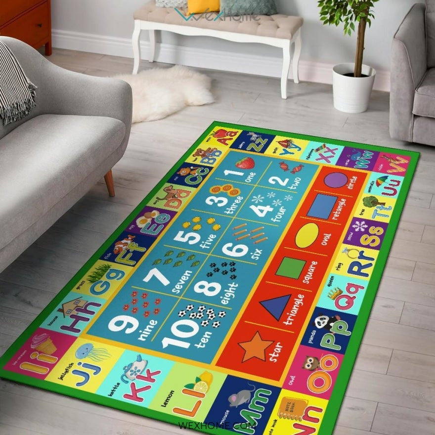 Playtime Collection ABC, Numbers and Shapes Educational Nursery Area Rug