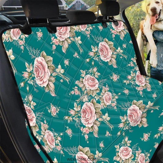 Vintage Watercolor Pink Rose Flower Print Pet Car Seat Cover