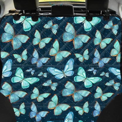 Turquoise Butterfly Print Pet Car Seat Cover