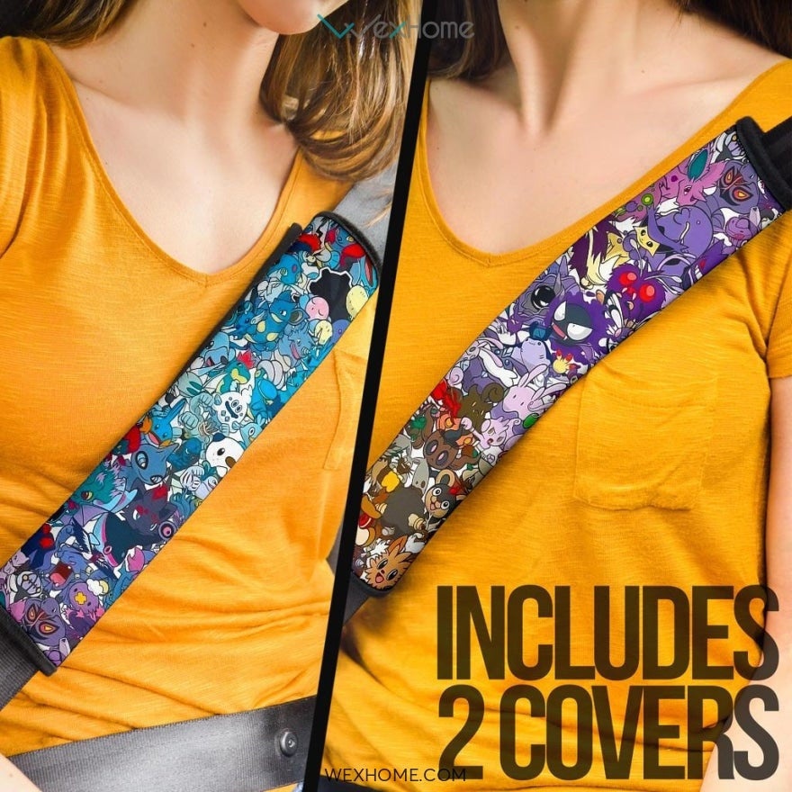 Pokemon Anime Seat Belt Covers | Blue Doodle Pokemon Belt Covers