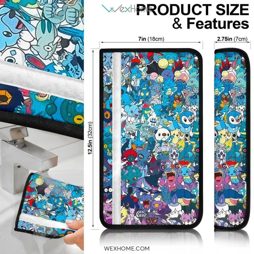 Pokemon Anime Seat Belt Covers | Blue Doodle Pokemon Belt Covers