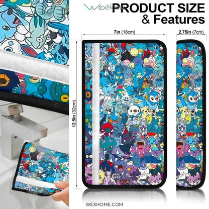Pokemon Anime Seat Belt Covers | Blue Doodle Pokemon Belt Covers
