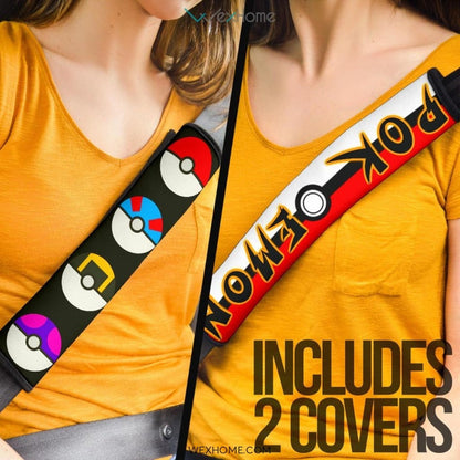 Pokemon Anime Seat Belt Covers | Pokemon Balls Minimal Belt Covers