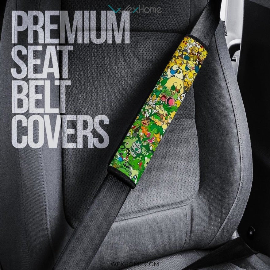 Pokemon Anime Seat Belt Covers | Black Pink Doodle Pokemon Belt Covers
