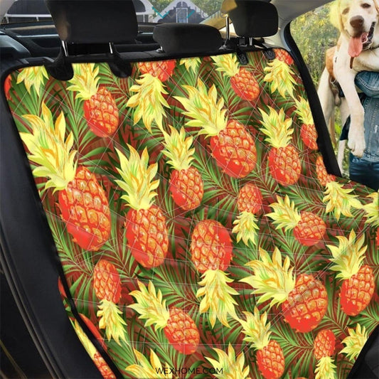 Yellow Neon Pineapple Hawaiian Print Pet Car Seat Cover