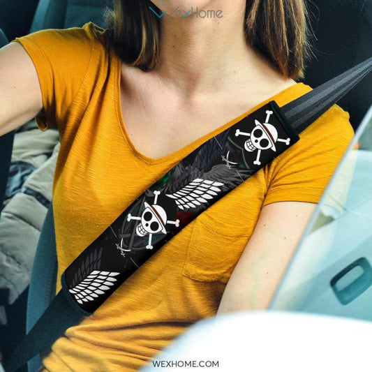 Attack On Titan Anime Seat Belt Covers | AOT Luffy Skull Belt Covers