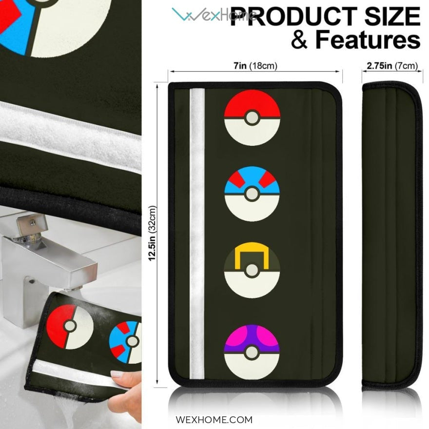 Pokemon Anime Seat Belt Covers | Pokemon Balls Minimal Belt Covers