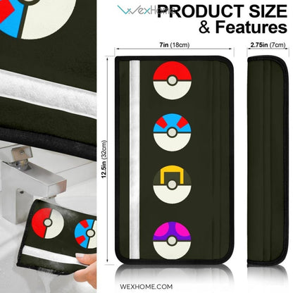 Pokemon Anime Seat Belt Covers | Pokemon Balls Minimal Belt Covers