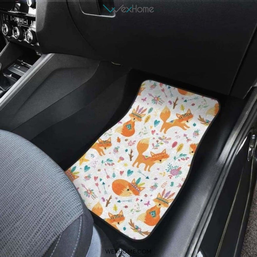 Cute Tribal Fox Pattern Front And Back Car Mats
