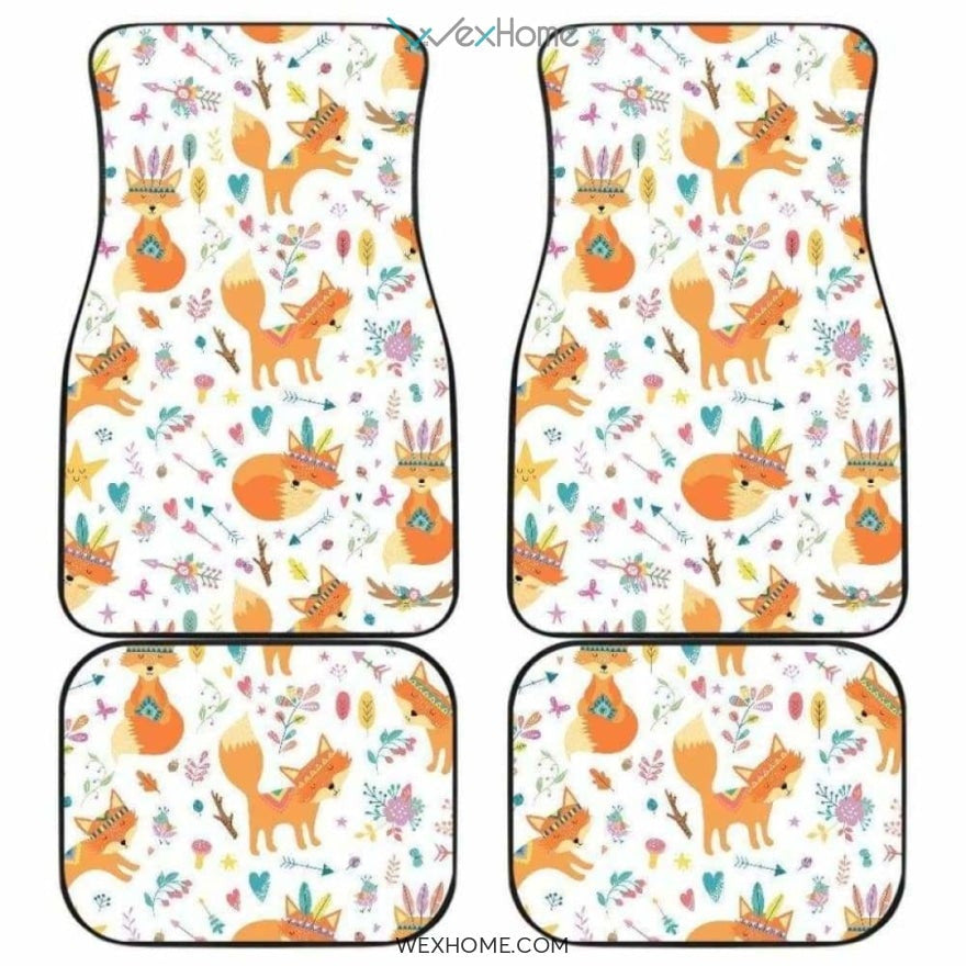 Cute Tribal Fox Pattern Front And Back Car Mats
