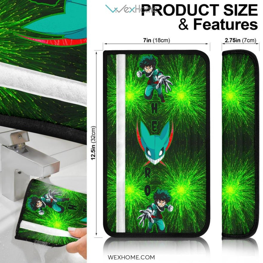 My Hero Academia Anime Seat Belt Covers | MHA Izuku Hero Green Belt Covers